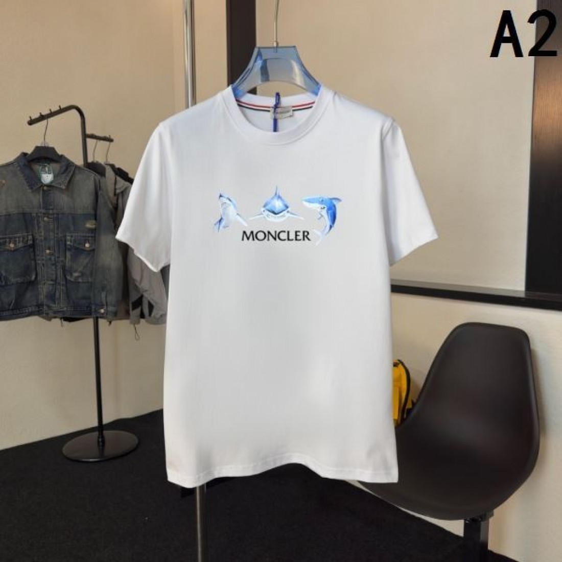 人気 トップス ブラック MONCLER モンクレール コピー Tシャツ シャークプリント 清涼感 クルーネック ゆったり