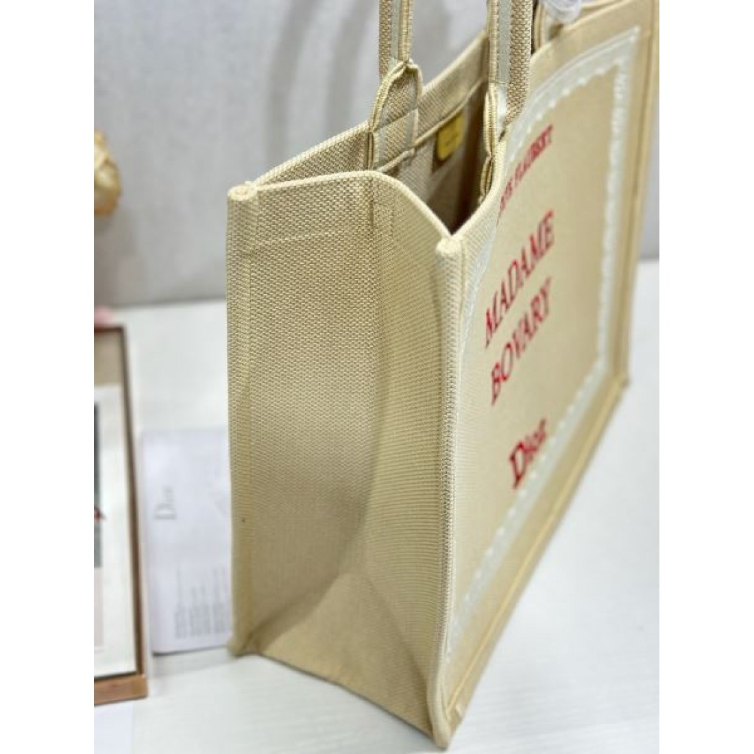 MADAME BOVARY リネン風デザイン こなれ見え 人気上昇中 Dior ディオール コピー トートバッグ 軽量仕様 通勤対応 洗練カジュアル