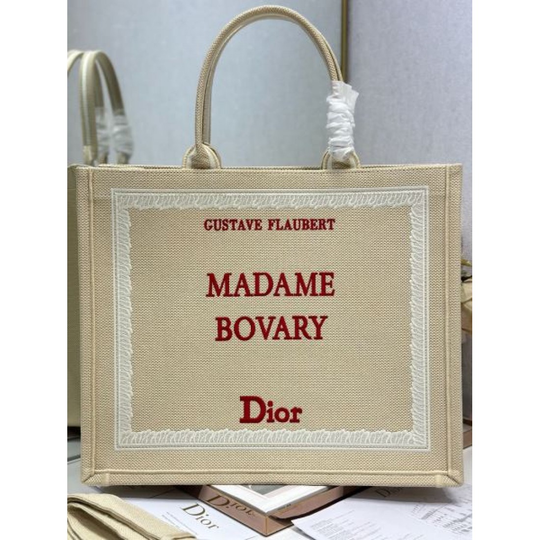 MADAME BOVARY リネン風デザイン こなれ見え 人気上昇中 Dior ディオール コピー トートバッグ 軽量仕様 通勤対応 洗練カジュアル