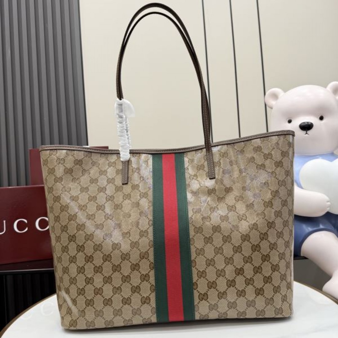 ショルダートート GGキャンバス ウェブストライプデザイン GUCCI グッチ コピー トートバッグ ユニセックス おしゃれ通勤 売れ筋モデル