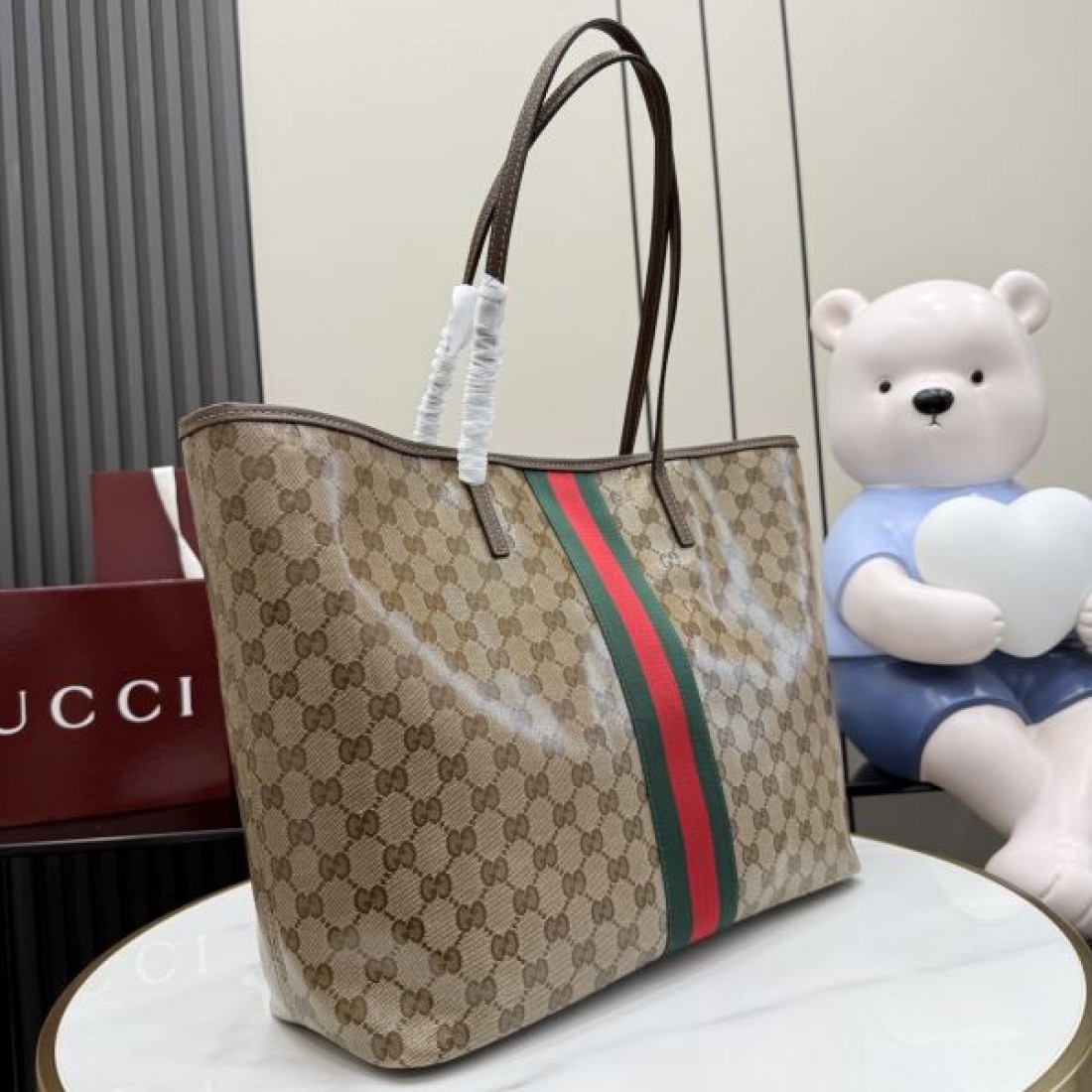 ショルダートート GGキャンバス ウェブストライプデザイン GUCCI グッチ コピー トートバッグ ユニセックス おしゃれ通勤 売れ筋モデル
