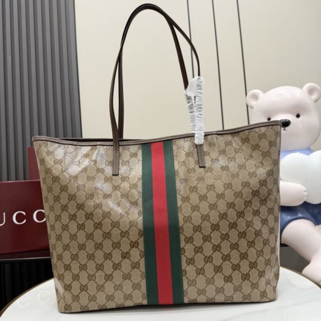 ショルダートート GGキャンバス ウェブストライプデザイン GUCCI グッチ コピー トートバッグ ユニセックス おしゃれ通勤 売れ筋モデル