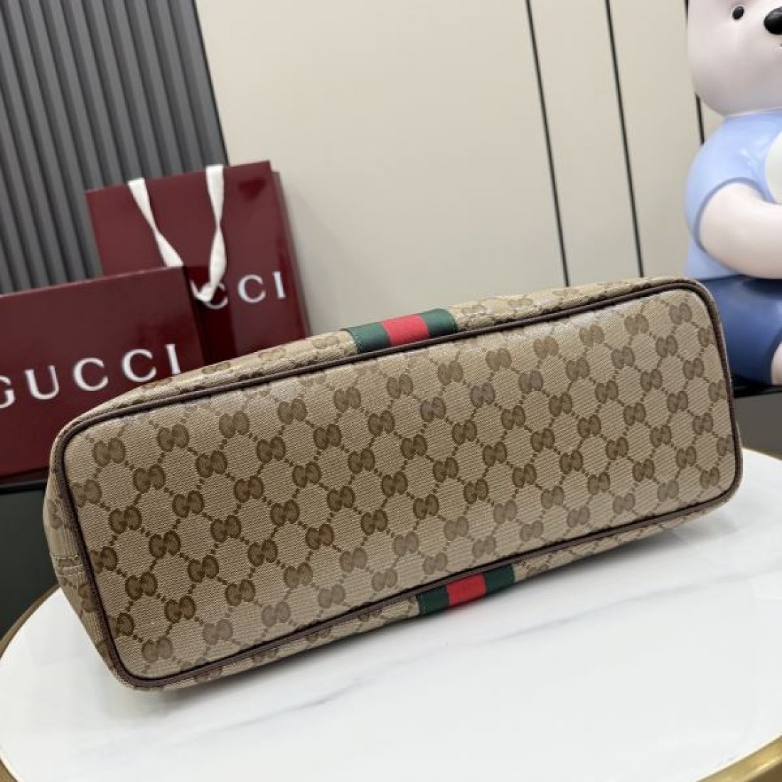 ショルダートート GGキャンバス ウェブストライプデザイン GUCCI グッチ コピー トートバッグ ユニセックス おしゃれ通勤 売れ筋モデル