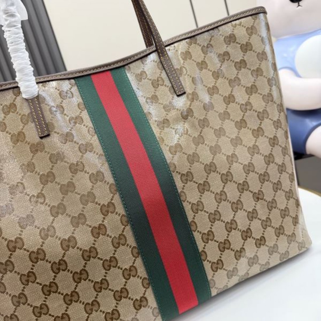 ショルダートート GGキャンバス ウェブストライプデザイン GUCCI グッチ コピー トートバッグ ユニセックス おしゃれ通勤 売れ筋モデル