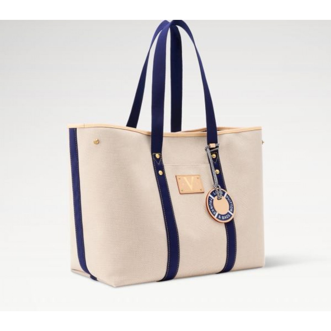ベージュトート ネイビーハンドル デイリー使い LOUIS VUITTON ルイヴィトン コピー トートバッグ きれいめカジュアル 注目商品