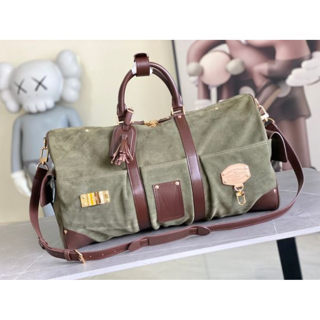 ヴィンテージ風ボストン ワイドストラップ付き 売...