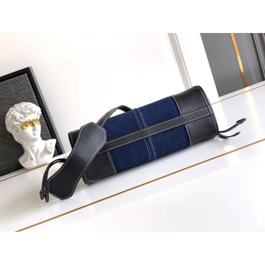 デニムコンビ ミニハンドルショルダー ゴールド金具 PRADA プラダ コピー バッグ フロントロゴ 2WAYカジュアルスタイル トレンドモデル