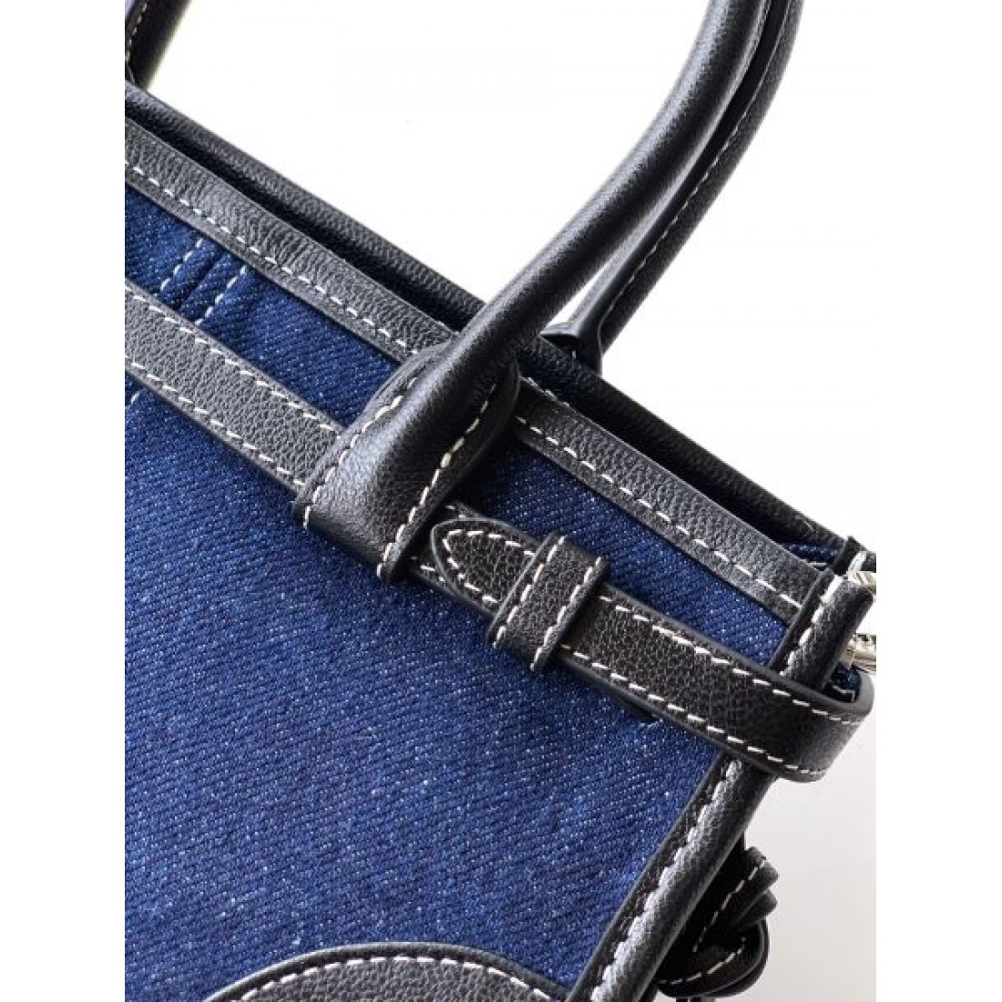 デニムコンビ ミニハンドルショルダー ゴールド金具 PRADA プラダ コピー バッグ フロントロゴ 2WAYカジュアルスタイル トレンドモデル