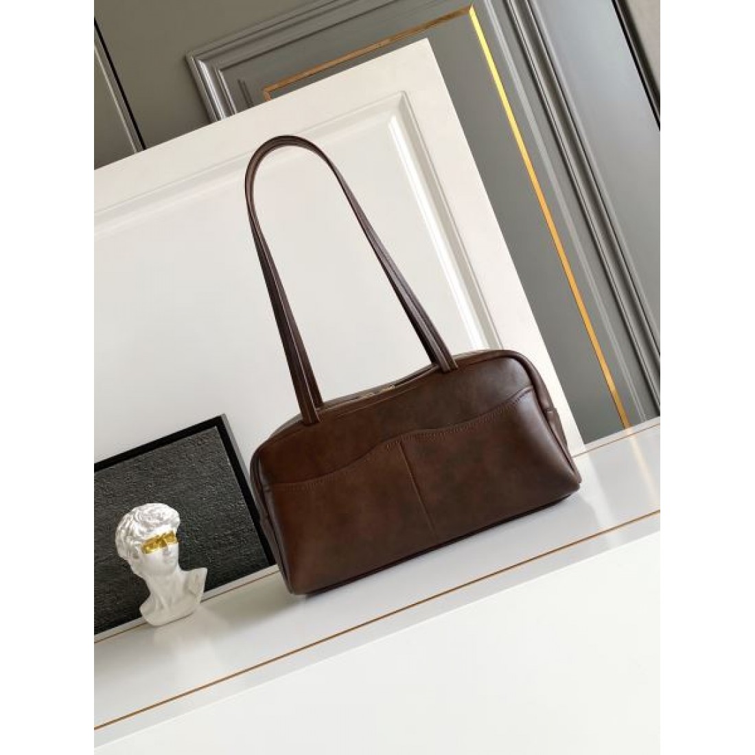 2026新作 ロングハンドル ブラウンレザー PRADA プラダ コピー トートバッグ アーバンラグジュアリー 着回し万能