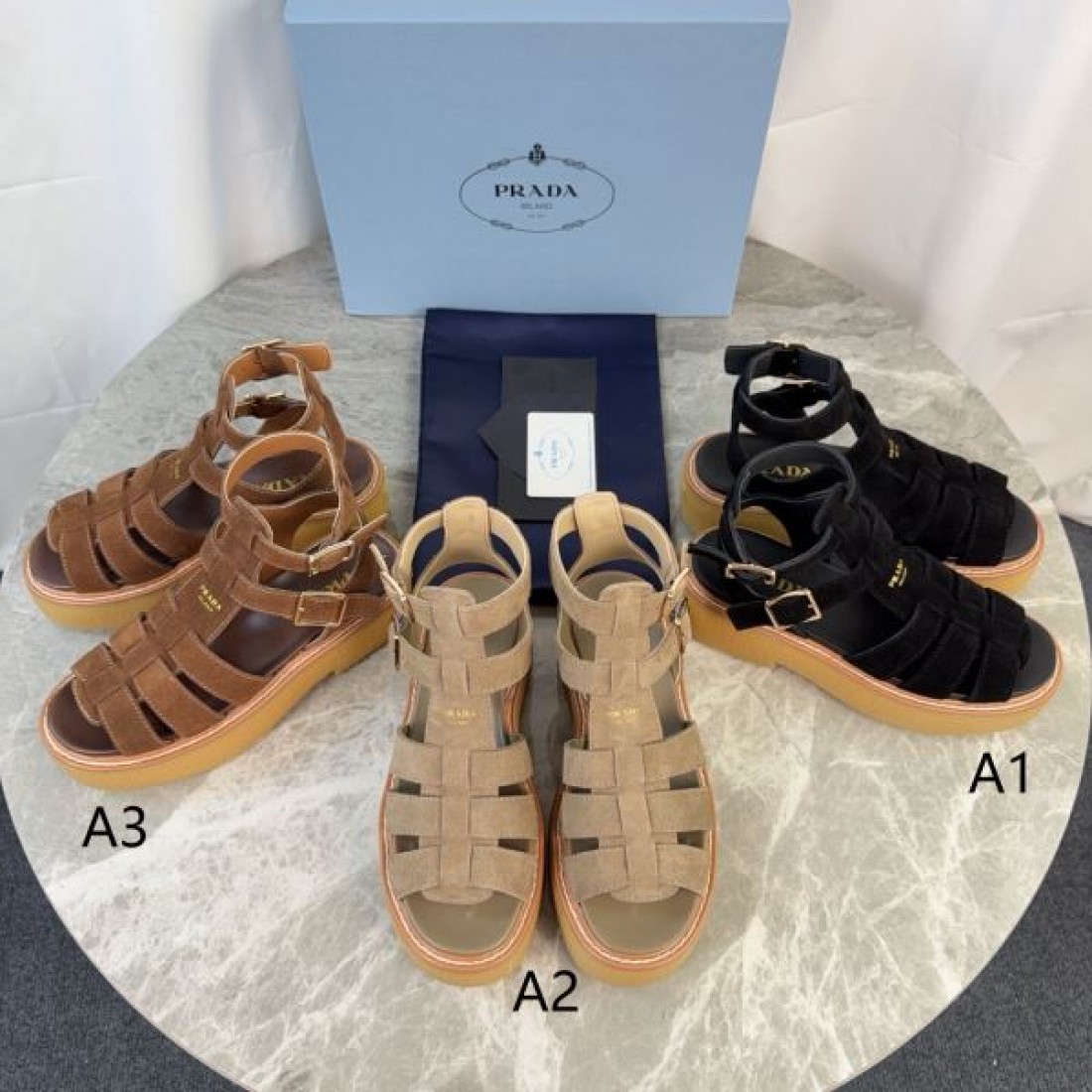 アンクルストラップ スエード調 洗練デザイン PRADA プラダ コピー プラットフォームシューズ タウンユース