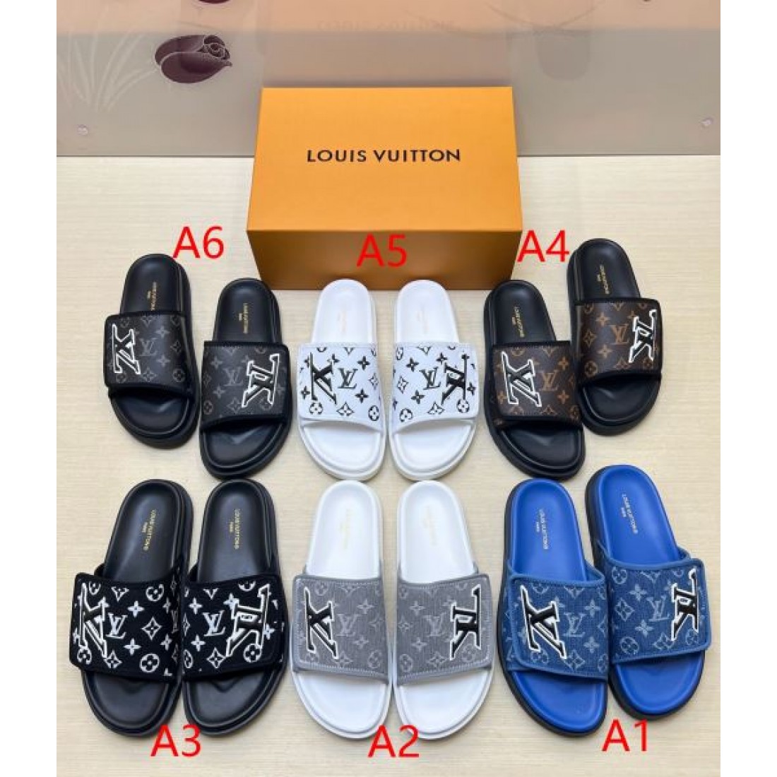 クラシック総柄 厚みソール 新作モデル LOUIS VUITTON ルイヴィトン コピー スライドサンダル 存在感アップ