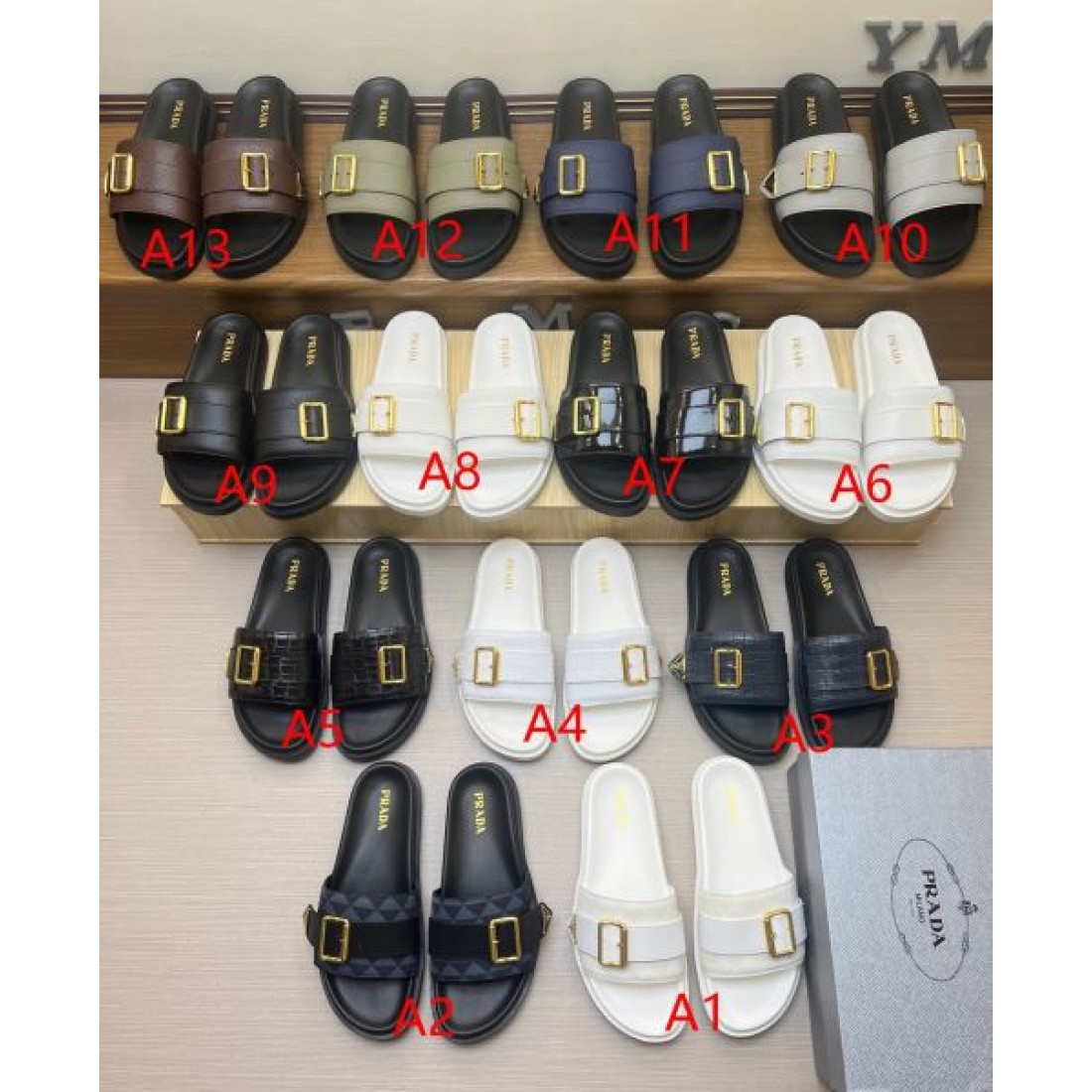 洗練クロコ型押しワイドベルト ゴールドバックルアクセント PRADA プラダ コピー サンダル 旬顔主役級モデル