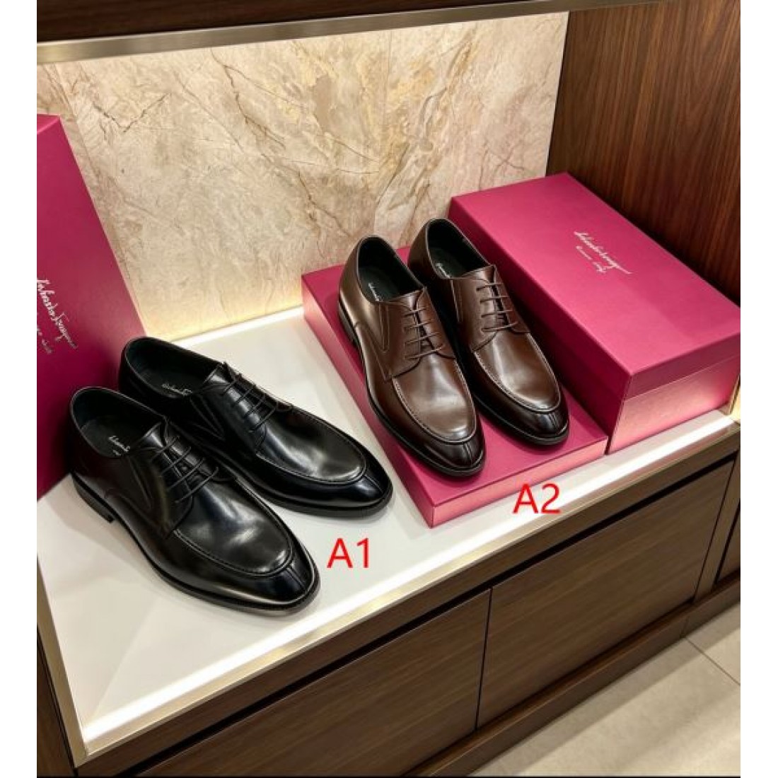 レザーアッパー シンプル構造 艶やかな表情 FERRAGAMO フェラガモ コピー ビジネスシューズ シャープライン