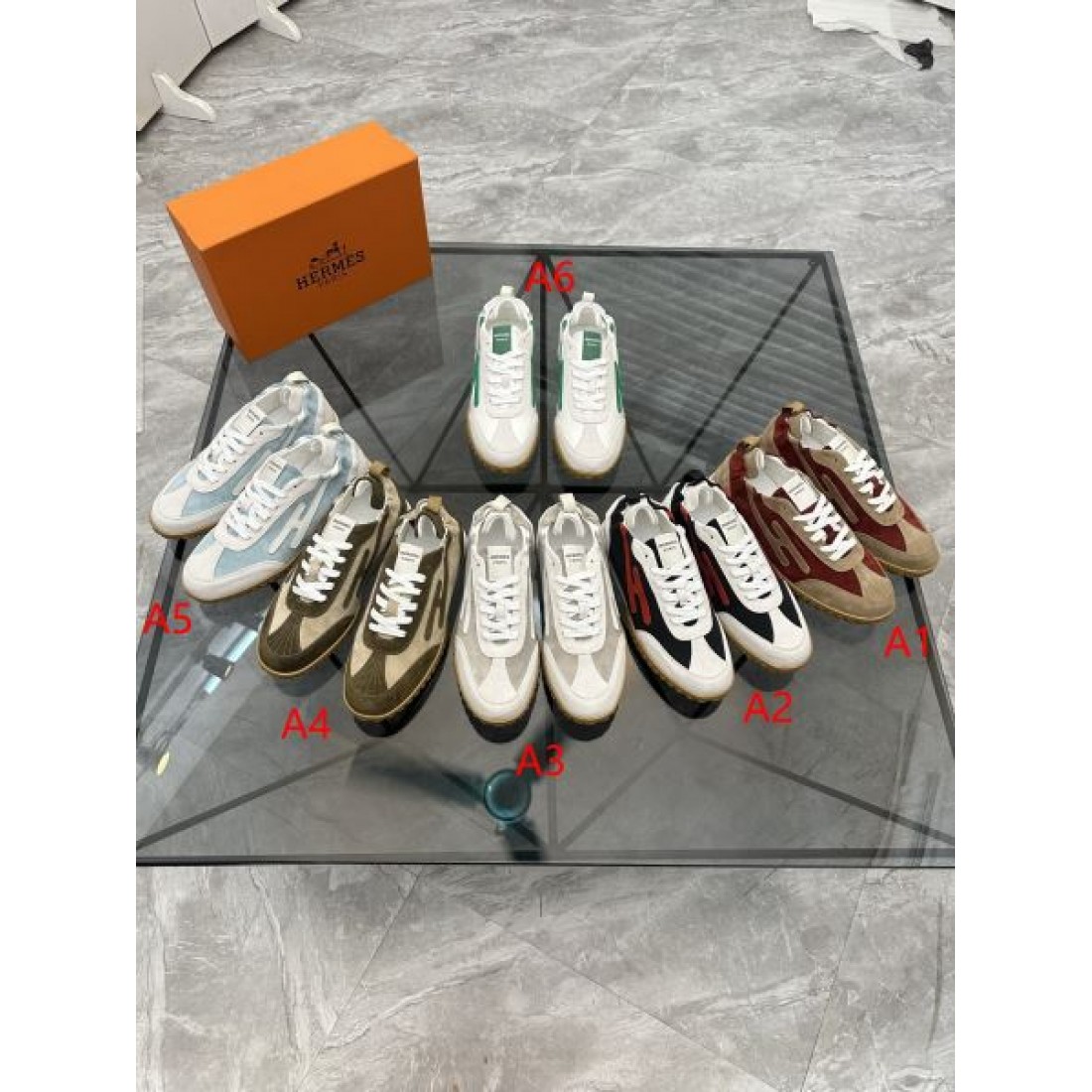 スエード調切替 ローカット ラバーソール HERMES エルメス コピー スニーカー スポーティーデザイン 高完成度 カジュアルスタイル