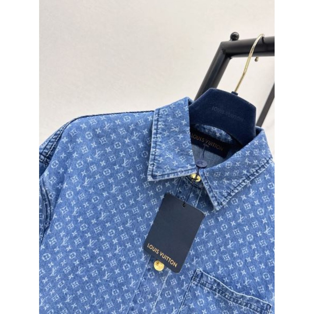 モノグラム総柄 ロイヤルブルー ゴールドボタン LOUIS VUITTON ルイヴィトン コピー 長袖シャツ クラシカルカラー