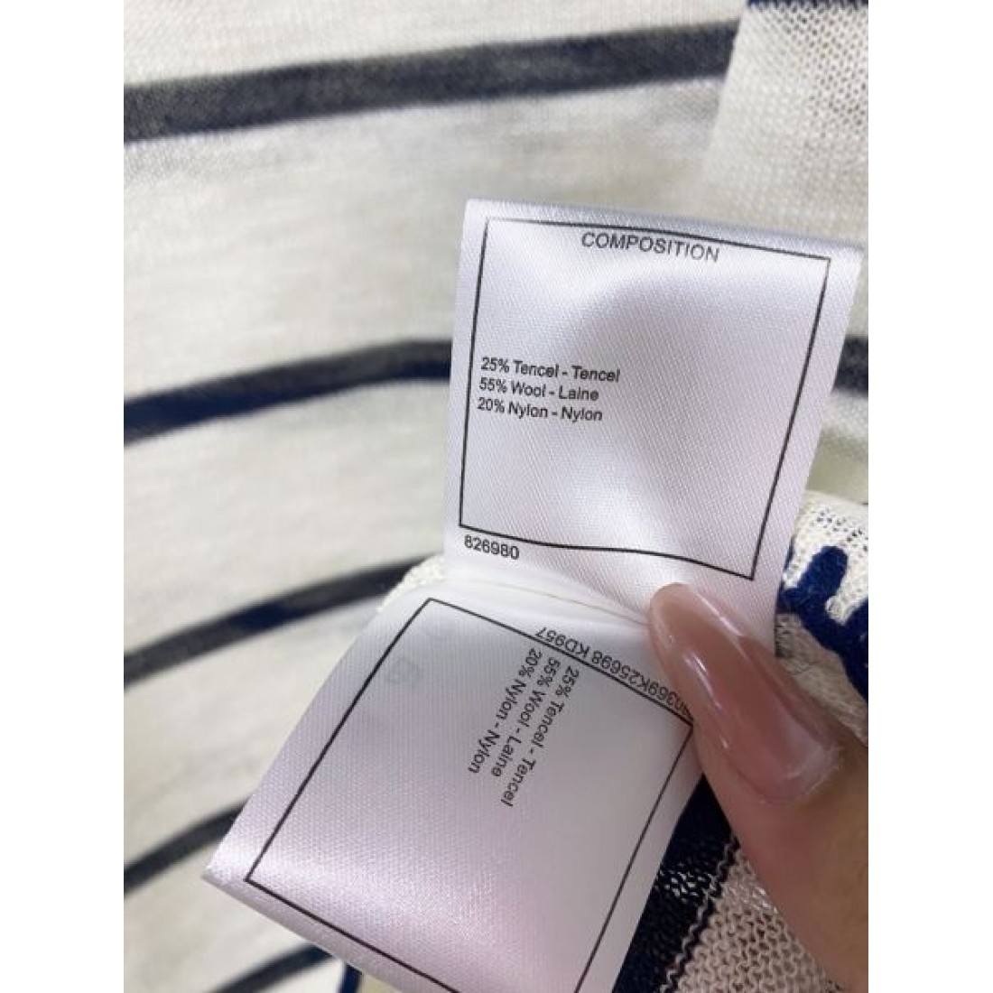 ネイビー系 横縞 CCアクセント CHANEL シャネル コピー ロングスリーブニット プレッピースタイル
