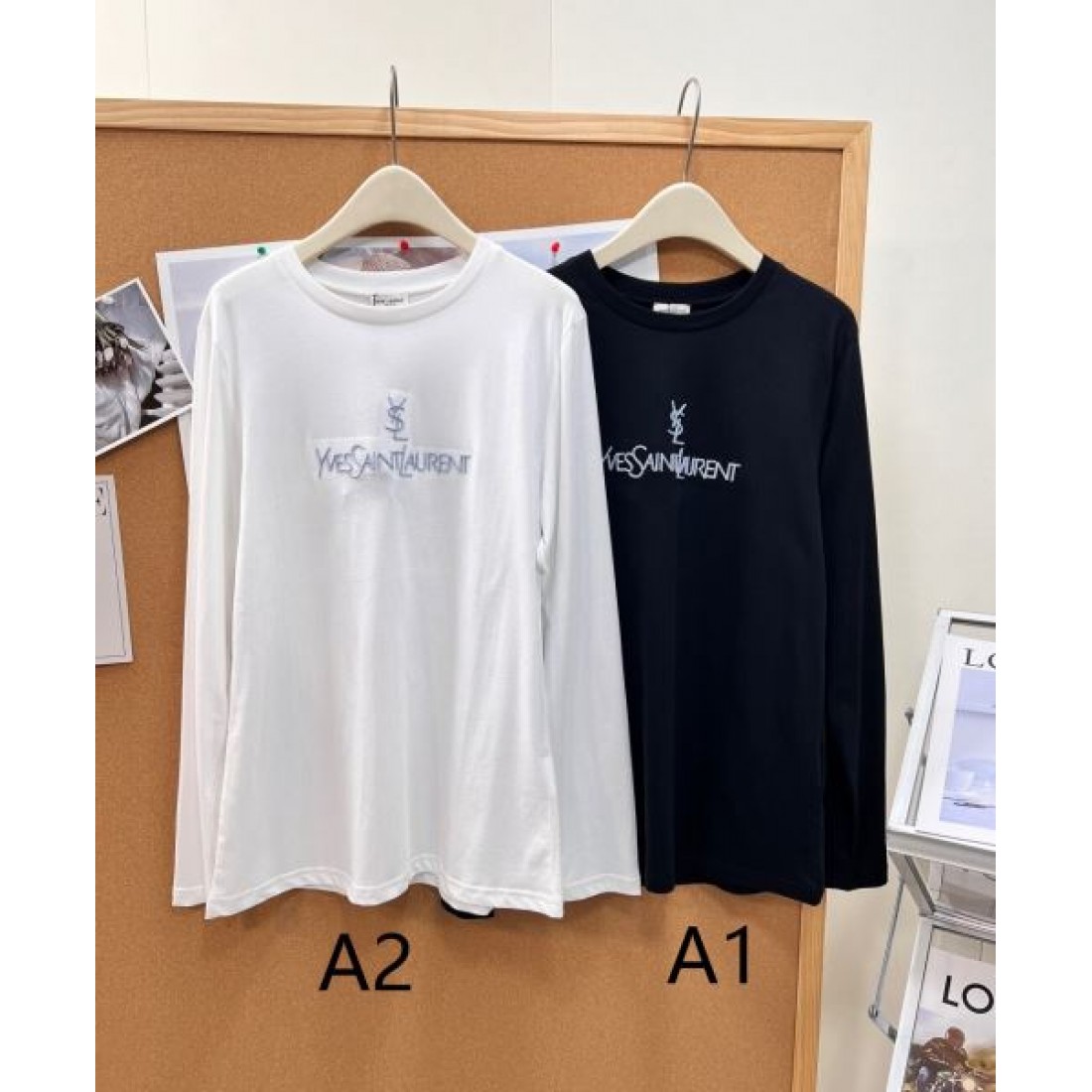 センターレタリング ミニグラフィック SAINT LAURENT サンローラン コピー 長袖Tシャツ クールレタードデザイン