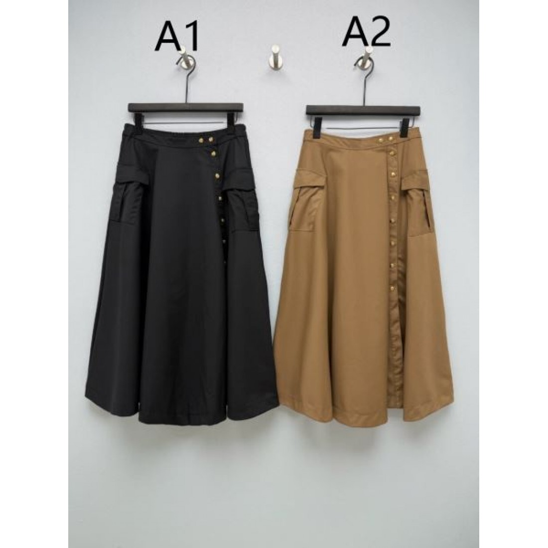 アシンメトリーボタン Aライン CELINE セリーヌ コピー ロングスカート ベルトディテール