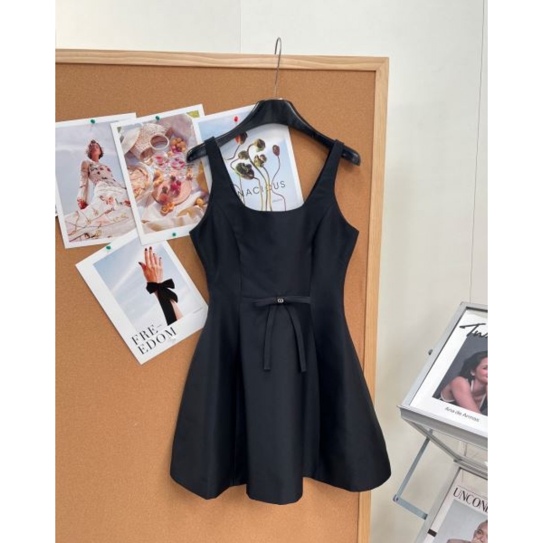 配色ヨーク ウエストリボン DIOR ディオール コピー ノースリーブワンピース フレアシルエット