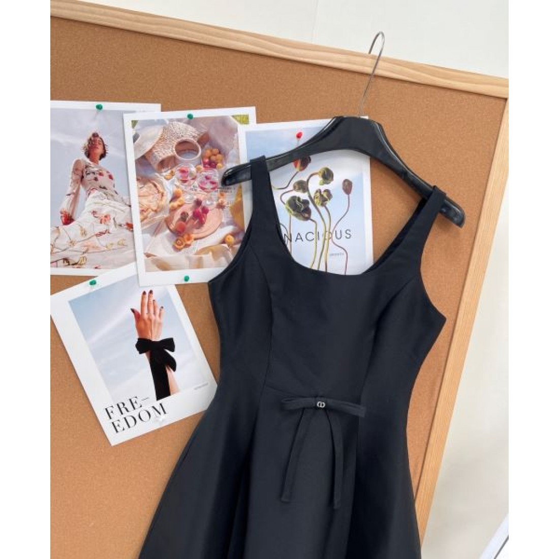 配色ヨーク ウエストリボン DIOR ディオール コピー ノースリーブワンピース フレアシルエット