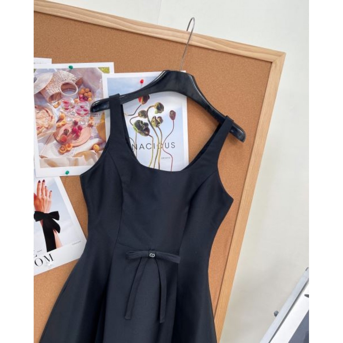 配色ヨーク ウエストリボン DIOR ディオール コピー ノースリーブワンピース フレアシルエット