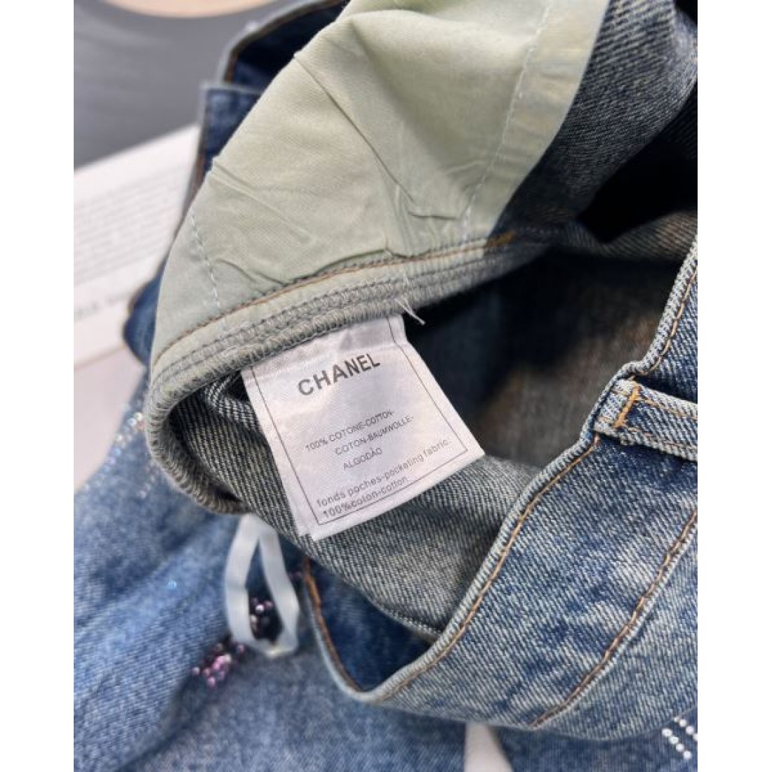 花火モチーフ スモーキーインディゴ CHANEL シャネル コピー ストレートジーンズ ワイドシルエット