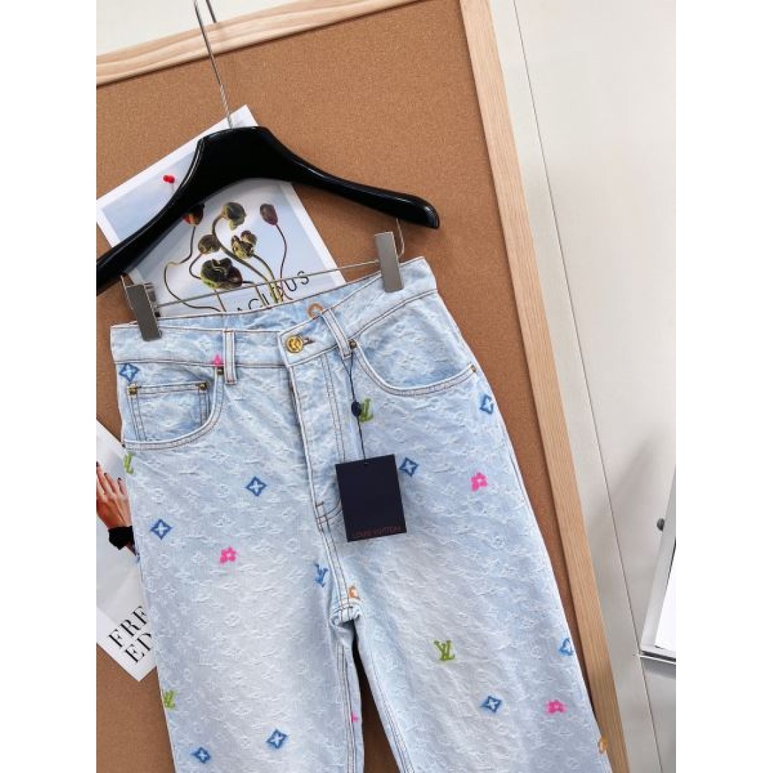 カラフル総柄 ゆったりストレート LOUIS VUITTON ルイヴィトン コピー ハイウエストデニム デイリーカジュアル
