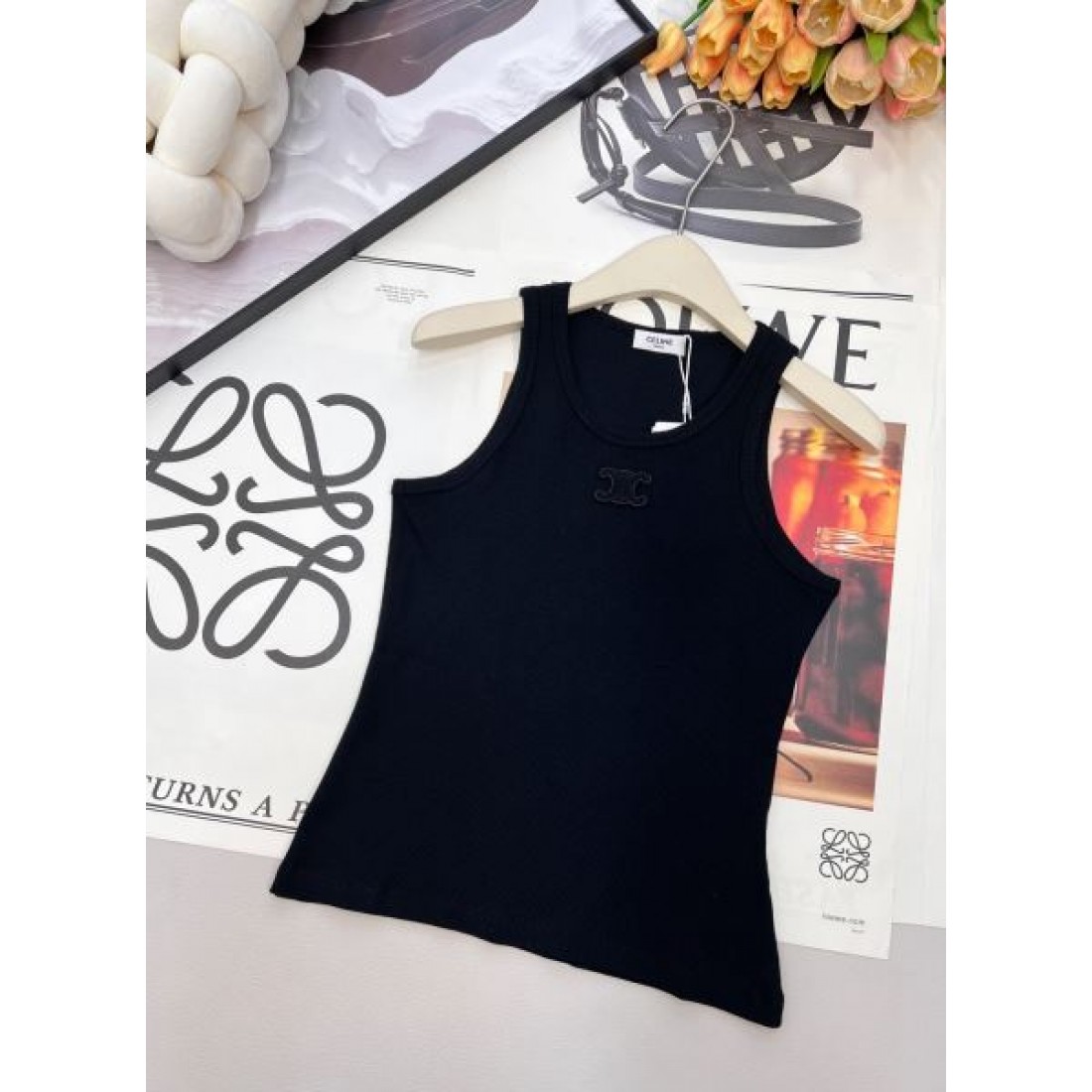 ダスティピンク フィットシルエット CELINE セリーヌ コピー レディース タンクトップ ミニロゴ