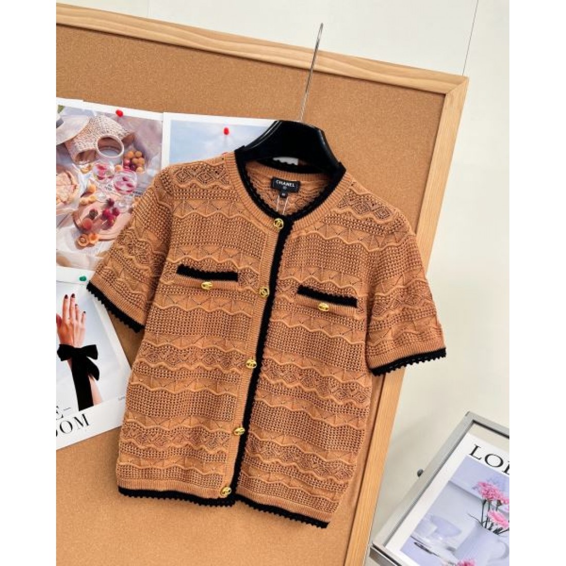 織り柄が映える CHANEL シャネル コピー ショートカーディガン ポケットデザイン レトロエレガント