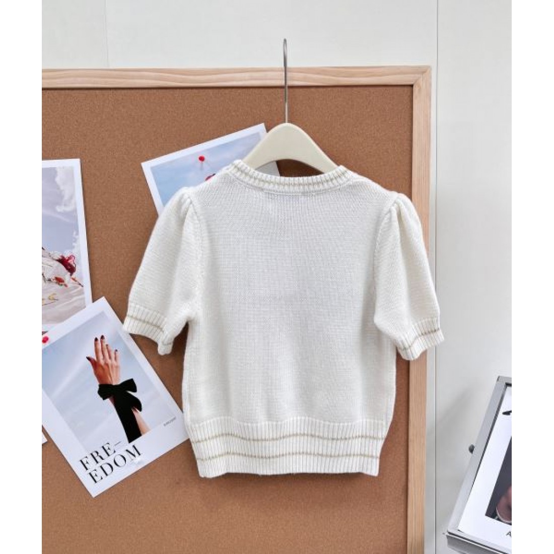 知的オフィスカジュアル DIOR ディオール コピー 襟付きニットトップス リブヘム レタリングデザイン
