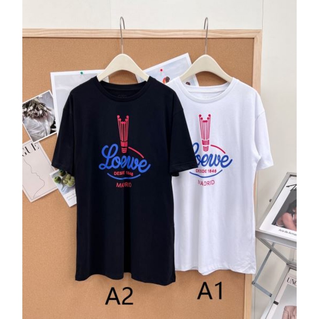 遊び心ある LOEWE ロエベ コピー グラフィックTシャツ バニーラインアート ロゴレタリング