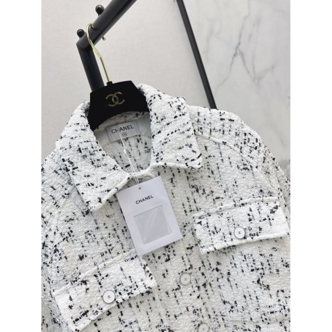 CHANEL シャネル コピー レディース シャツブルゾン ネップ調テクスチャー 直線シルエット クラシカル仕様