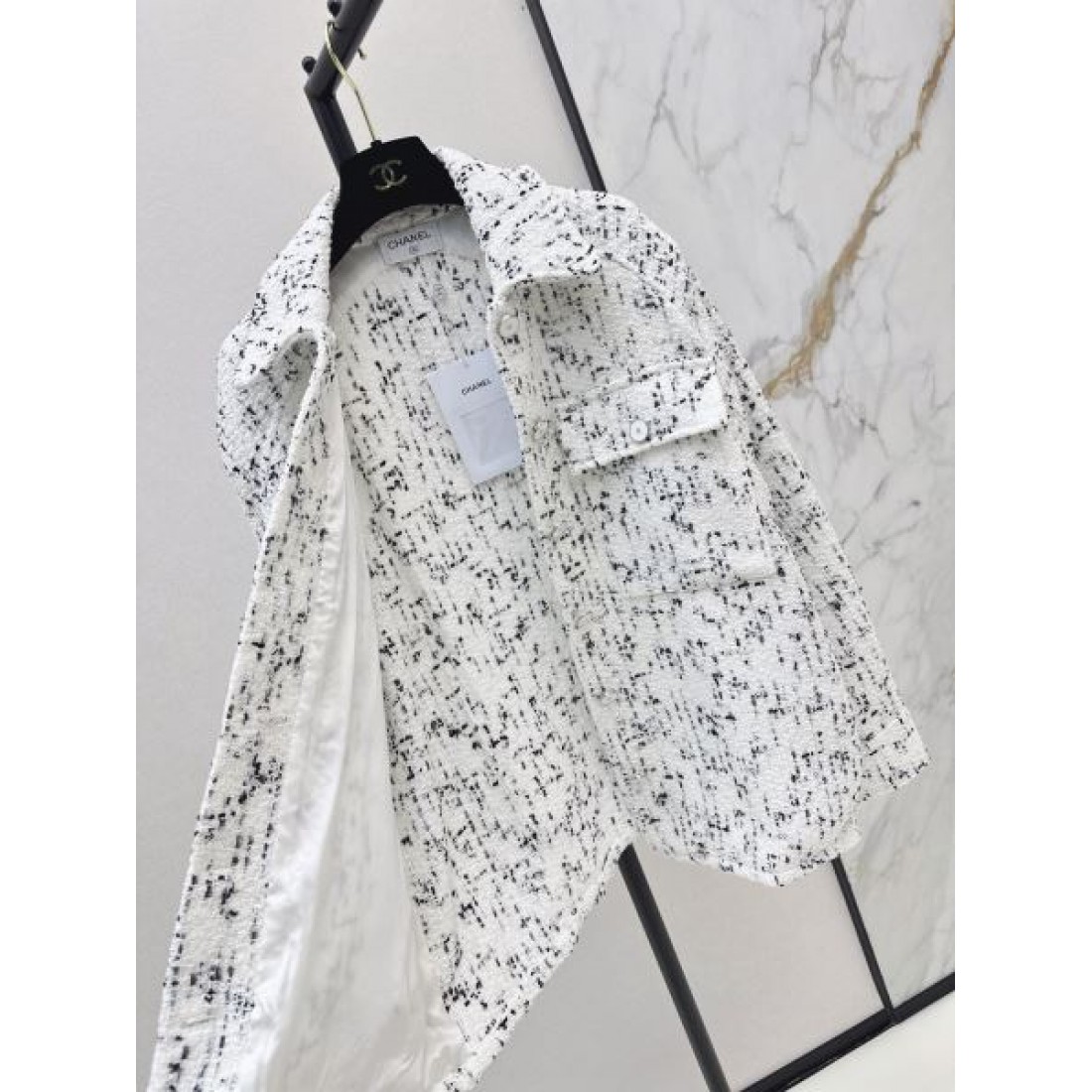 CHANEL シャネル コピー レディース シャツブルゾン ネップ調テクスチャー 直線シルエット クラシカル仕様
