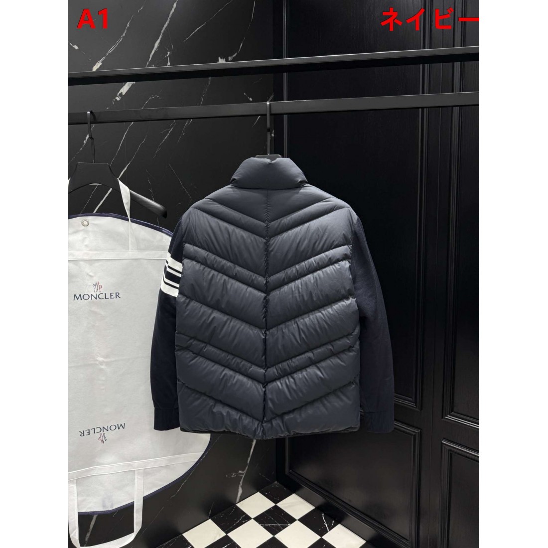 Vキルティング スタンドカラー ニット切替 MONCLER モンクレール コピー ダウンジャケット ハイブリッドスタイル