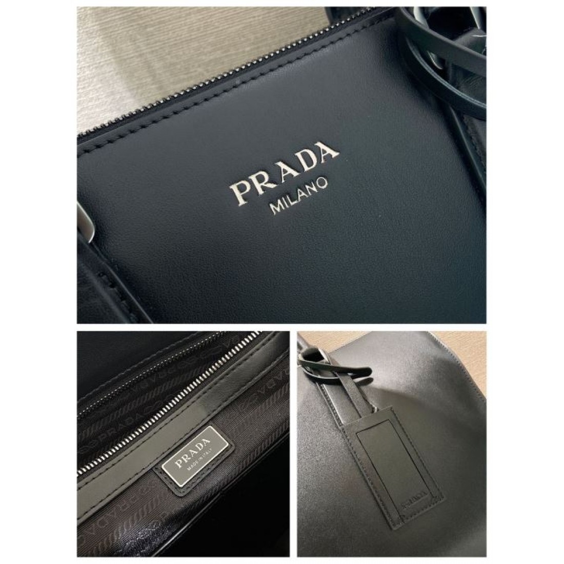 端正な横型シルエット ダブルハンドル PRADA プラダ コピー ブリーフケース レザー調 クラシカルモード