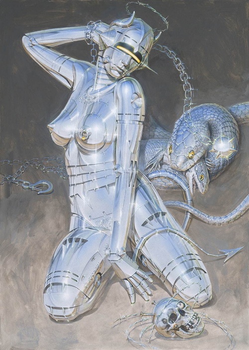 Hajime Sorayama 2019 Acrylic on illustration board H72.8 x W51.5 cm
©Hajime Sorayama
Photo by Shigeru Tanaka
Courtesy of NANZUKA