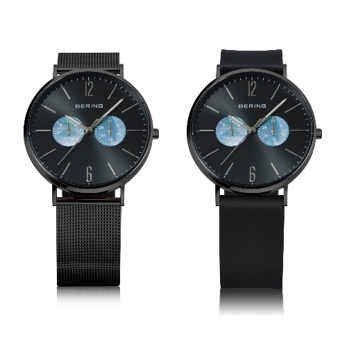 「ポーラーナイト コレクション」径40mm 24,000円+税＜数量限定＞＜日本限定＞
左から)ステンレススチールストラップ、ラバーストラップ