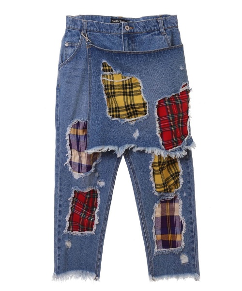 チェック パッチワーク デニム パンツ 19,000円＋税 ※10月5週～11月1週発売予定